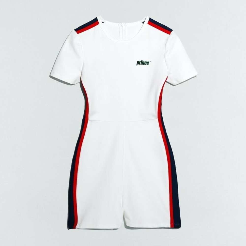 NWOT Zara Vs. Prince White Playsuit in White w/ Navy & Red Stripe Size S